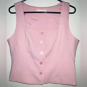 Fair Haven Juniors Pink Square Neck Button Front Fitted Vest